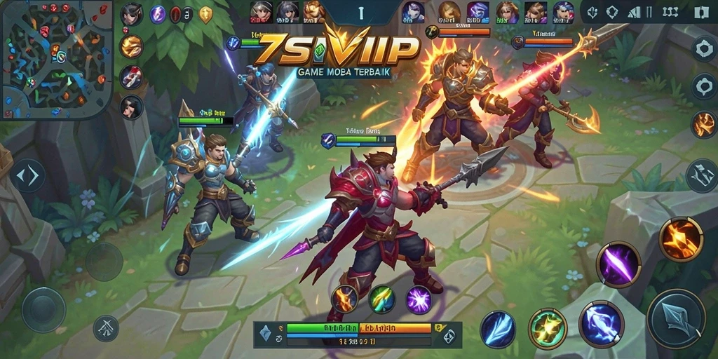 Tampilan gameplay MOBA seru di 7SVIP yang penuh strategi.