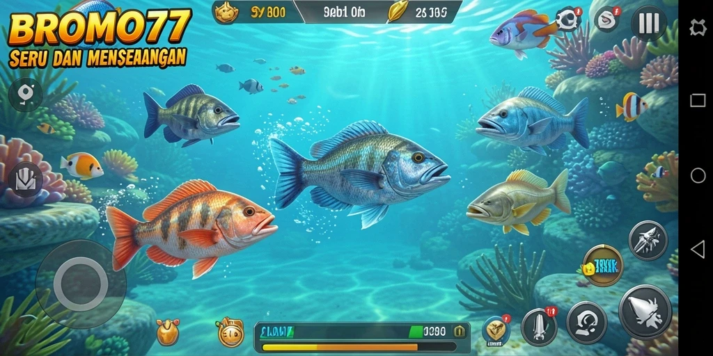 Screenshot gameplay Tembak Ikan BROMO77 yang penuh aksi dan keseruan.