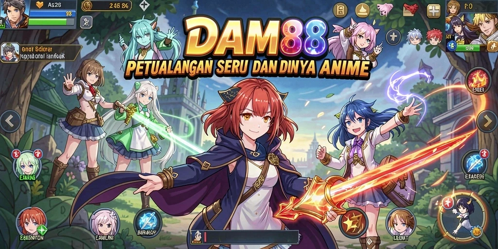 Tampilan menarik dari gameplay <strong>DAM88</strong> yang penuh warna dan karakter anime.