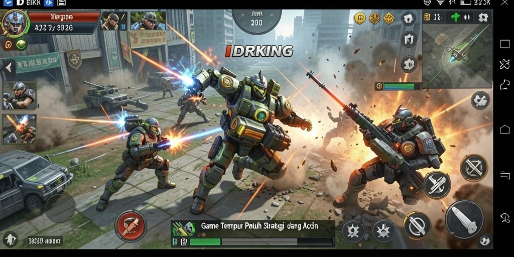 Tampilan gameplay IDRKING dengan aksi tembak-tembakan yang seru dan dinamis.
