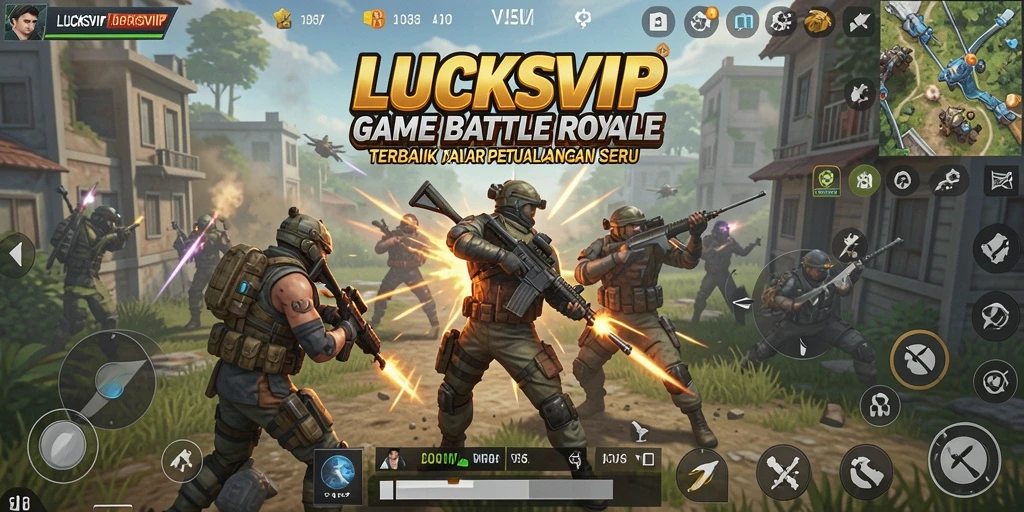 Screenshot gameplay LUCKSVIP yang menampilkan aksi seru di Battle Royale.