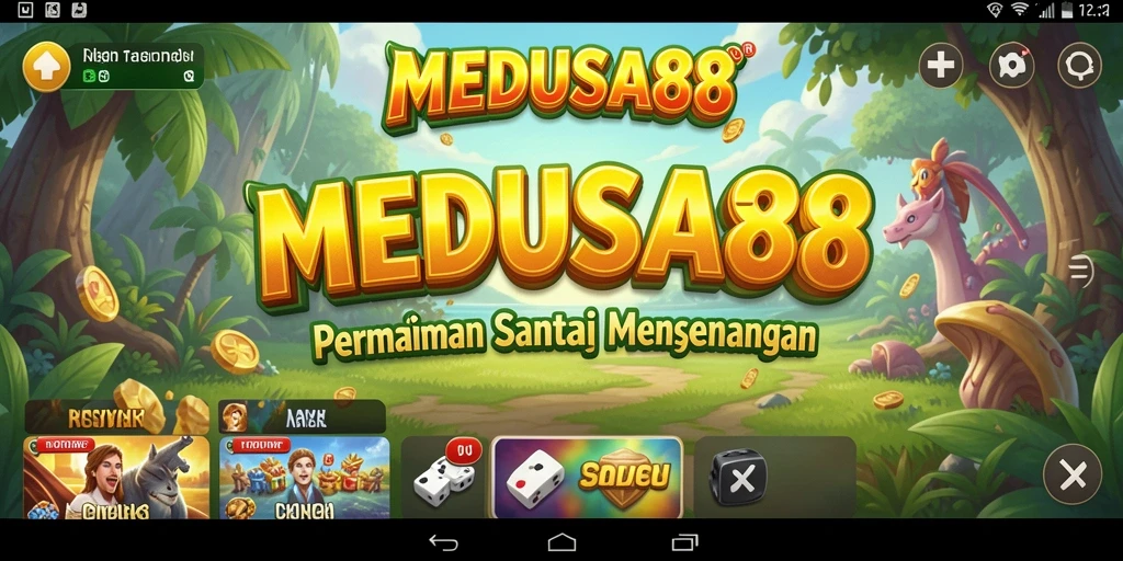 Tampilan gameplay yang menyenangkan dan penuh warna dalam MEDUSA88.