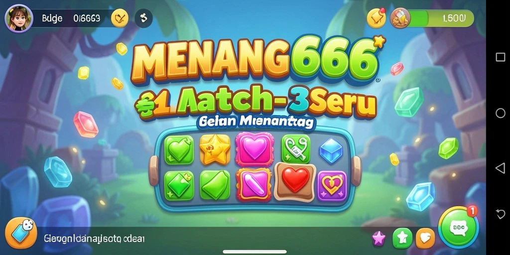 Tampilan gameplay seru dari MENANG666 dengan aksi mencocokkan objek Match-3.