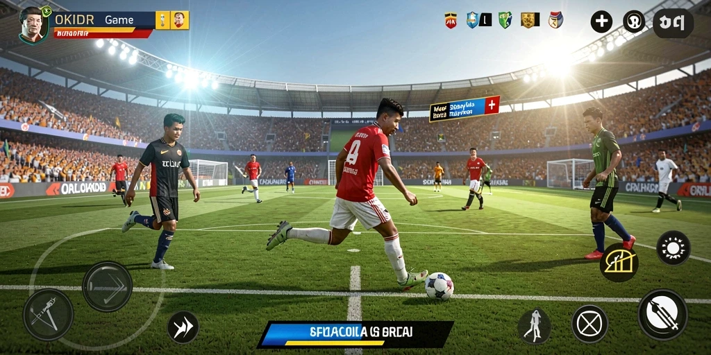 Tangkapan layar <strong>OKIDR</strong> menampilkan aksi seru dalam permainan sepak bola.