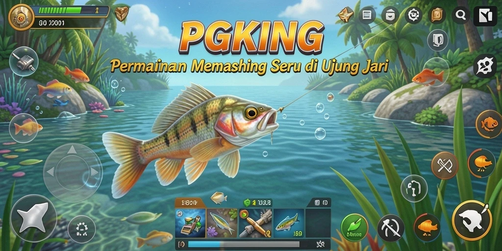 Screenshot gameplay PGKING menampilkan aksi memancing yang seru dan menantang.