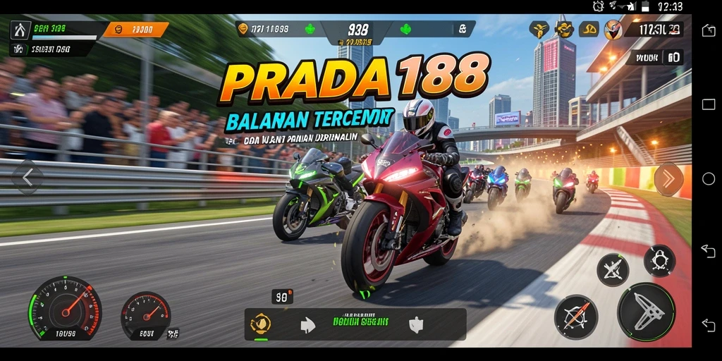 Tampilan gameplay balapan motor yang seru dan menegangkan.