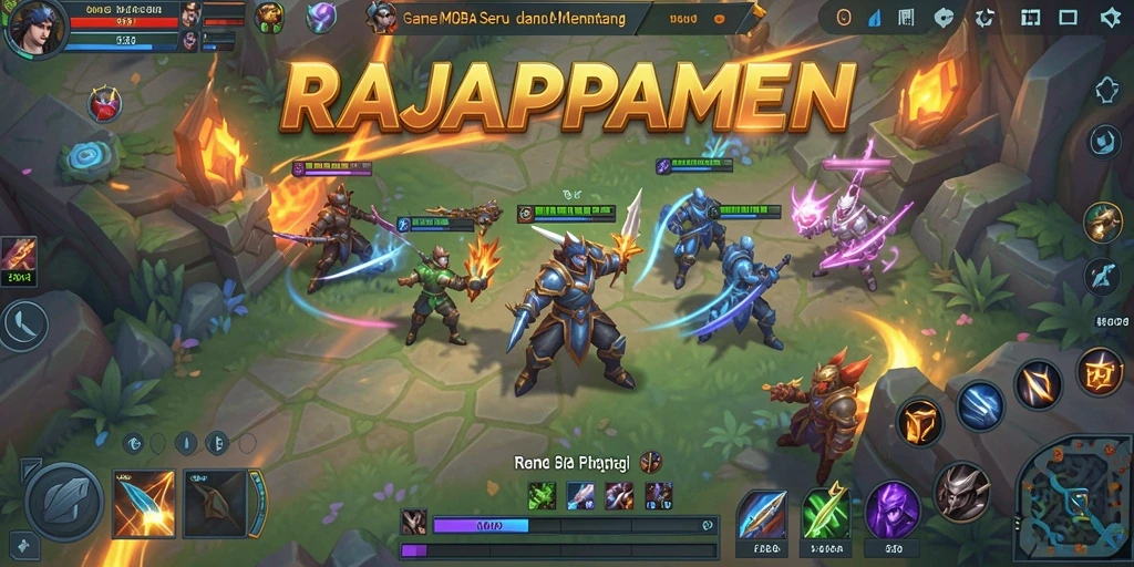 Tampilan seru gameplay RAJAPAMEN dalam pertempuran MOBA.