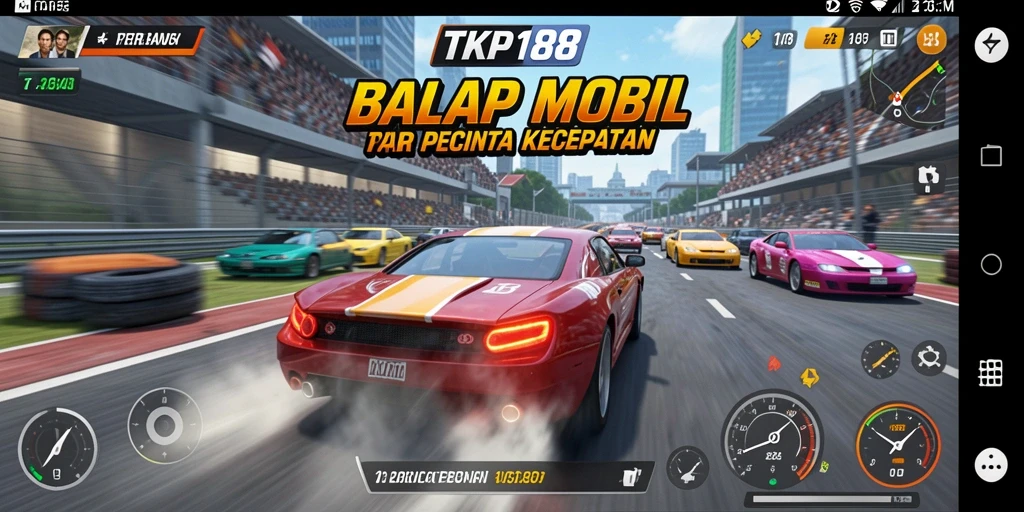 Tampilan gameplay seru dari balapan mobil di TKP188.