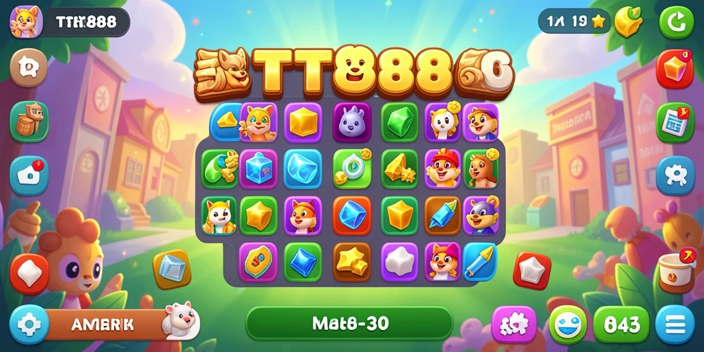 Screenshot TTT888 menampilkan gameplay Match-3 yang seru dan menarik.