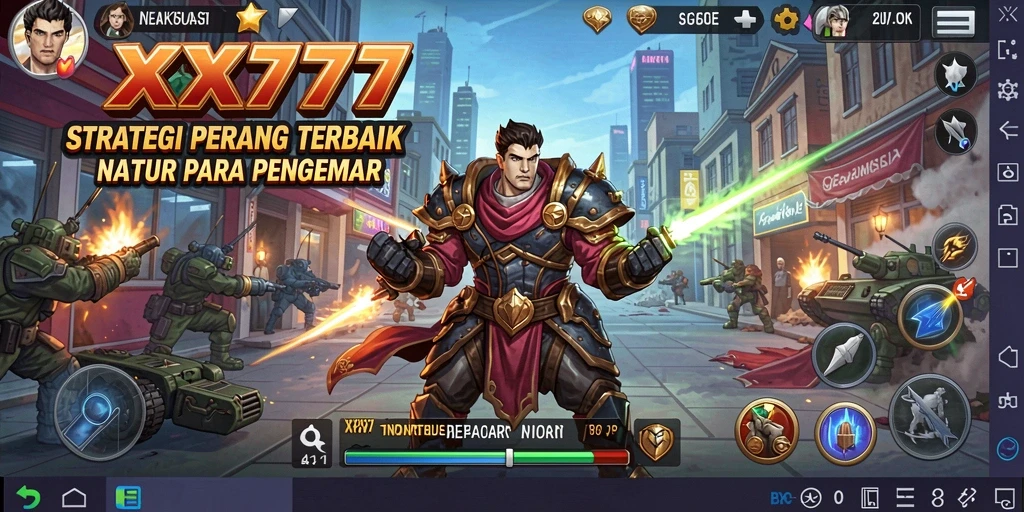 Tampilan gameplay yang intens dalam strategi pertempuran XXX777.